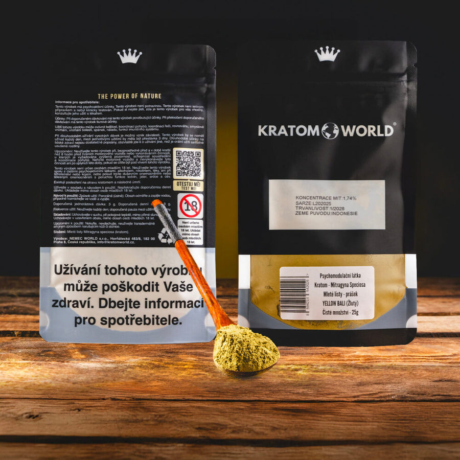 Kratom World YELLOW BALI KRATOM Yellow Bali Kratom Prášek z Listů | Žlutý kratom | Kratom World