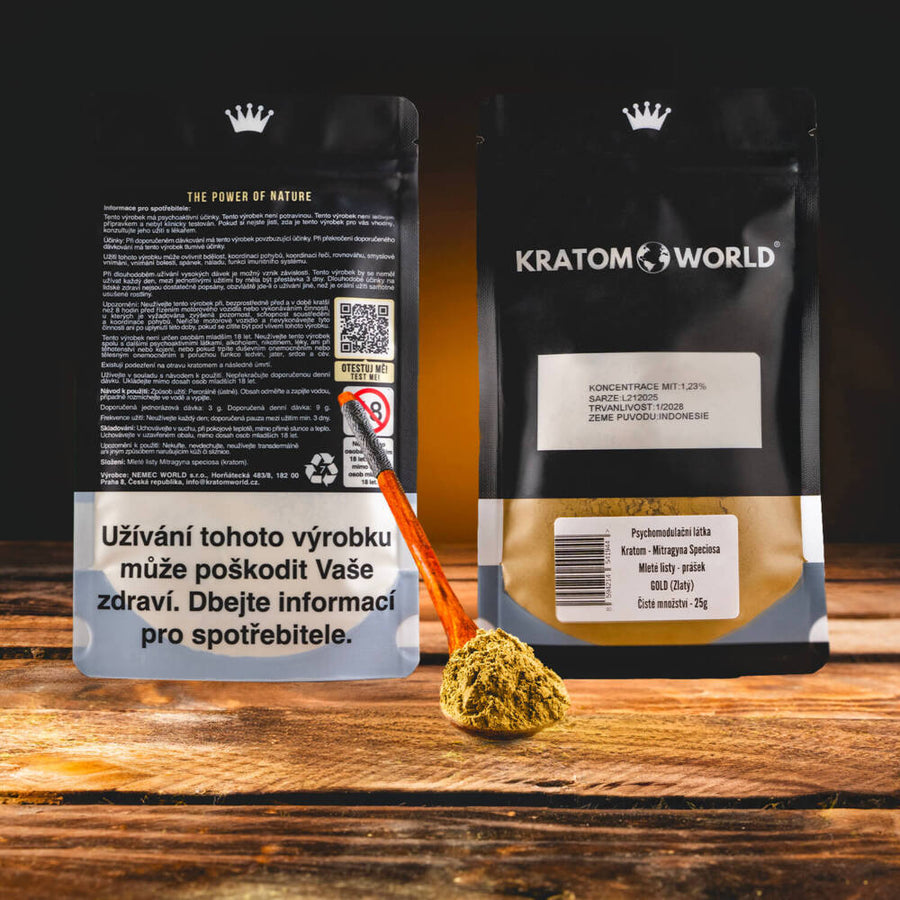 Kratom World Gold kratom zlatý se lžičkou