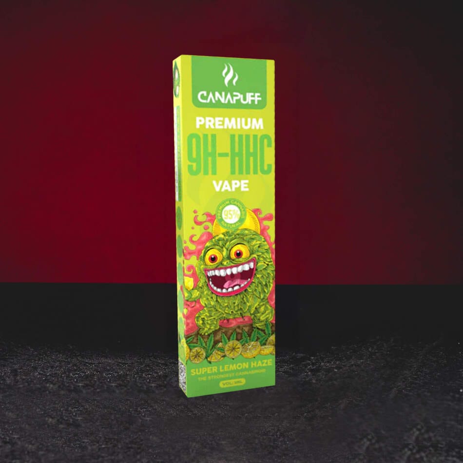 9H-HHC Vape Super Lemon Haze 95% 1ml – prémiový jednorázový vape s citrusovým aroma citronu, tropického ovoce a benzínových tónů v elegantním zařízení