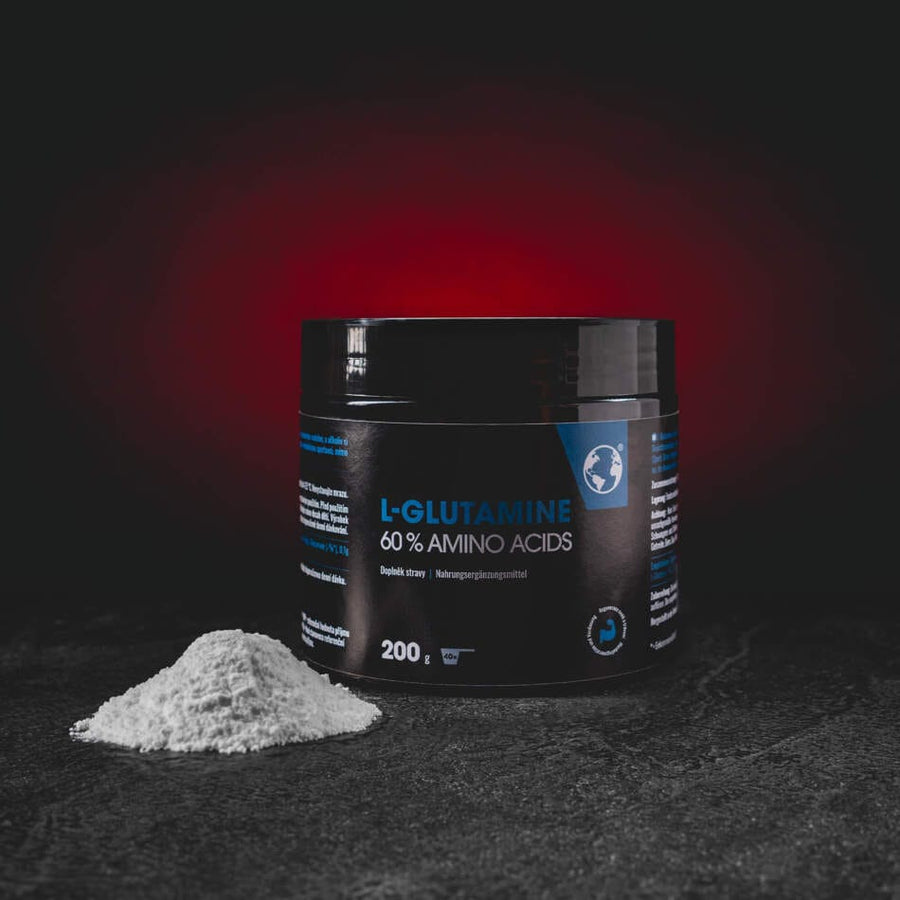Kratom World L-Glutamine 200 g – doplněk stravy s L-glutaminem pro regeneraci svalů, podporu imunity a zdraví střev