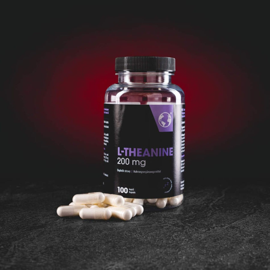 Kratom World L-Theanine 200 mg – 100 kapslí pro relaxaci, soustředění, duševní pohodu a podporu kvalitního spánku