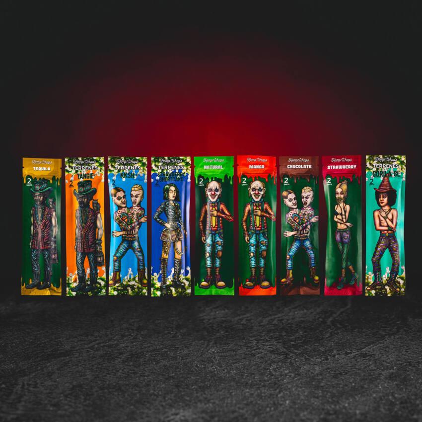 Lion Rolling Circus Hemp Wrap 2 ks – všechny varianty konopných blunt wrapů s terpeny Chocolate, Strawberry Shortcake, KKSH, Mango, Tequila, Tangie a Strawberry