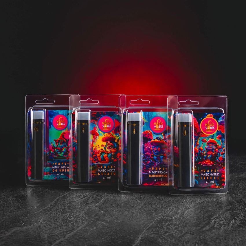 Magic Mix Vape – jednorázové prémiové vape pero s inovativními kanabinoidy ve čtyřech příchutích Lychee, Blueberry OG, Gelato a OG Kush pro maximální relaxaci a pohodlí. kratom world magic mix vaporizér vape kratomworld prodej