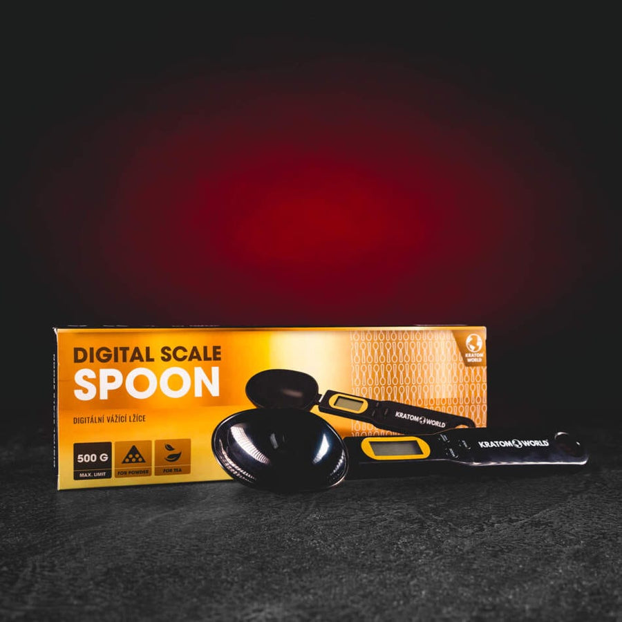kratom world lžíce lžička váha scale digitální digital kratomworld prodej Digitální vážicí lžíce Kratom World 500 g s přesností 0,1 g pro přesné odměřování sypkých a tekutých surovin
