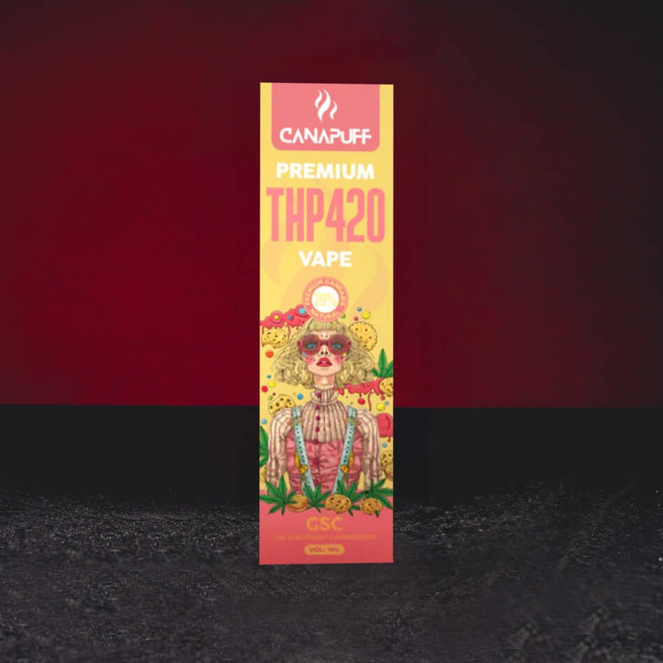 THP420 Vape Pen 79% 1ml GSC – výrazný vape s tóny kushu, černé třešně, máty, sušenek a jemného petrolového aroma