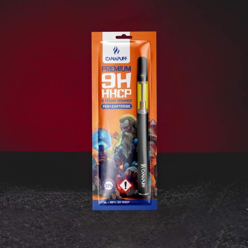 Vape Set 9H-HHCP 99% 1ml 9 Pound Hammer – moderní vape set s citrusovým aroma, borovicovými tóny a jemně kořeněným charakterem