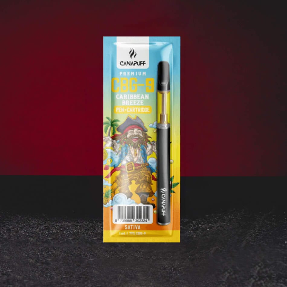 Vape Set CBG9 79% 1ml Caribbean Breeze – tropický vape set s aroma ananasu, jahod, guavy, kokosového krému a ibiškových tónů
