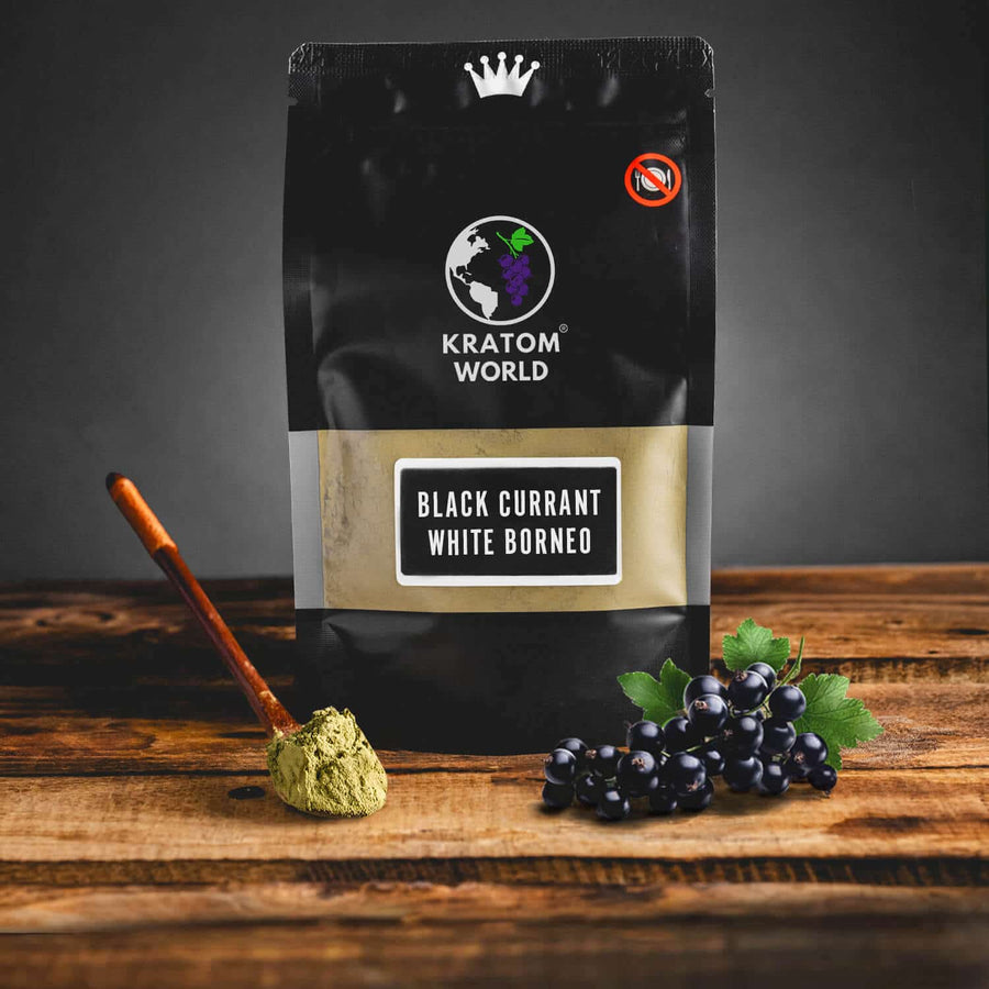 Kratom World Black Currant White Borneo Ochucený Ovocný Kratom Bílý