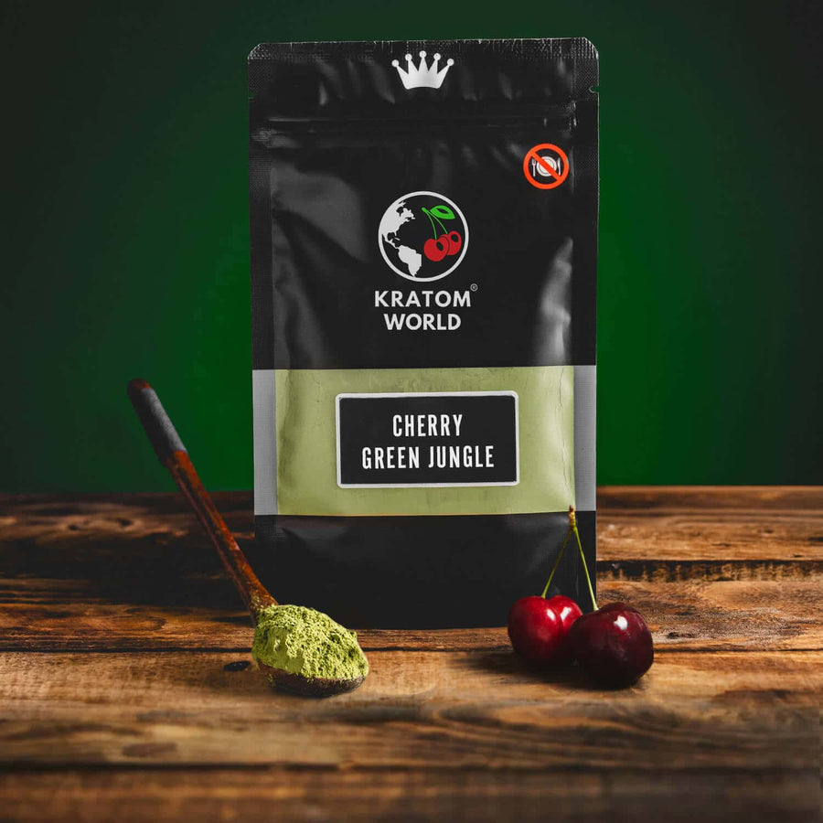 Kratom World Cherry Green Wild Ochucený Ovocný Kratom Zelený třešeň višeň